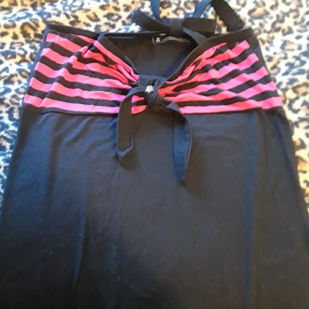 Pinup punk striped halter top skull rockabilly